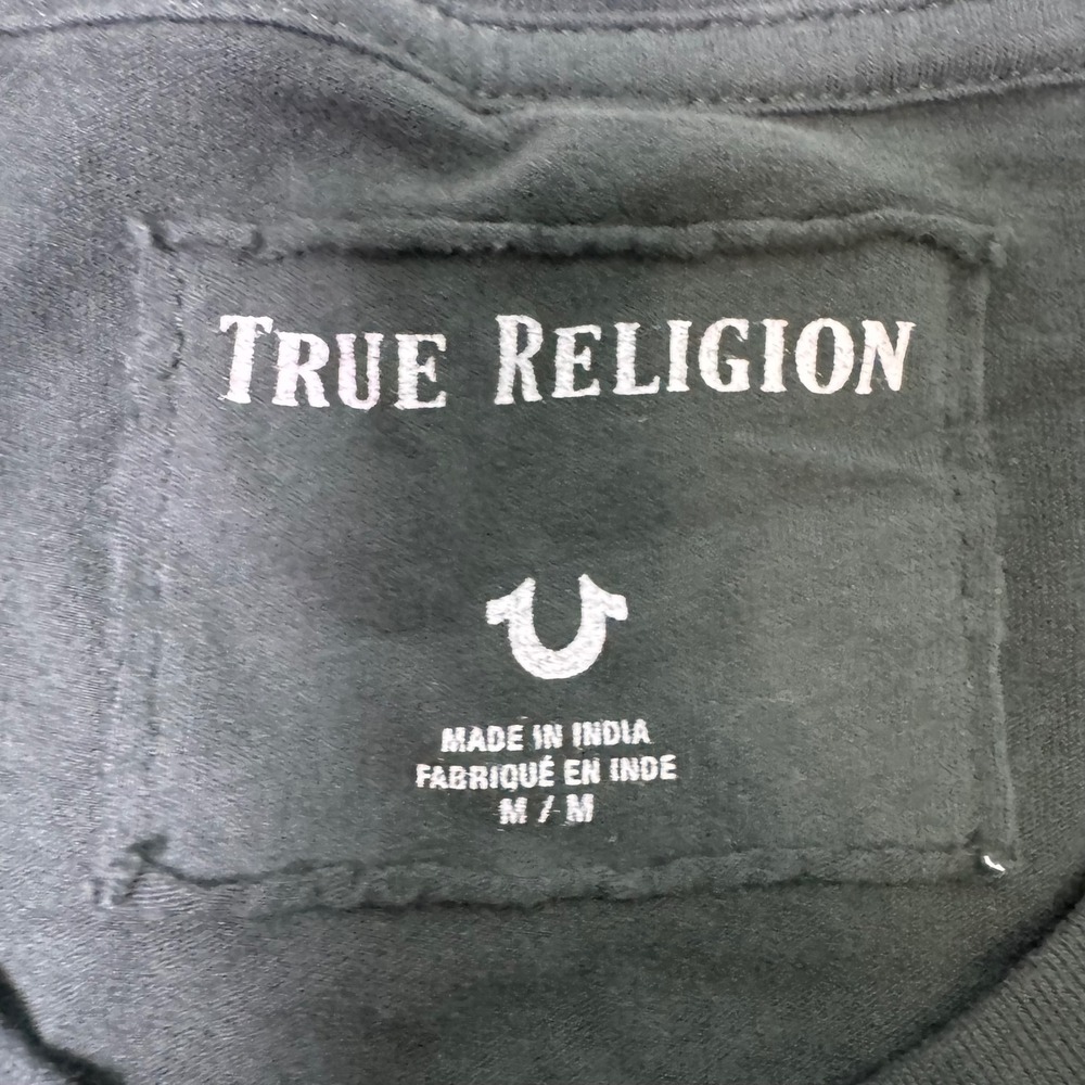 True Religion T-Shirt Green Graphic Tee Crew Neck Short Sleeve Casual Top Medium - Picture 6 of 6